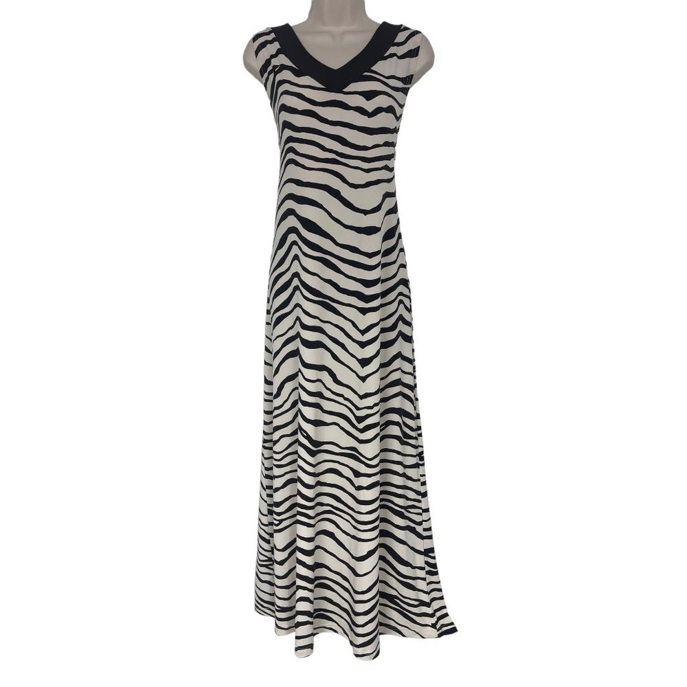 Chico's Brown & White Zebra Stripe Maxi Dress